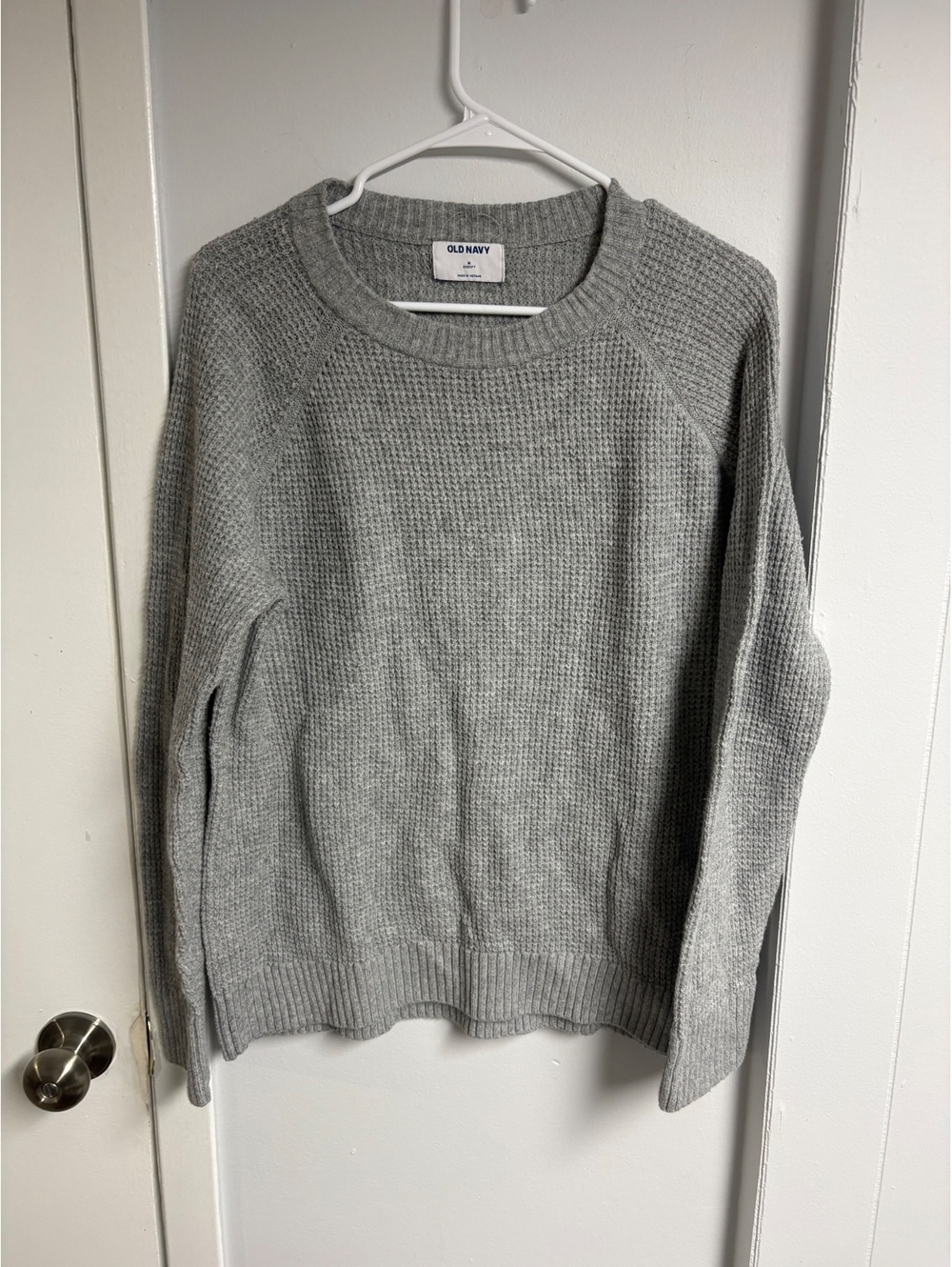 Old Navy Medium Gray Waffle Knit Pullover Sweater